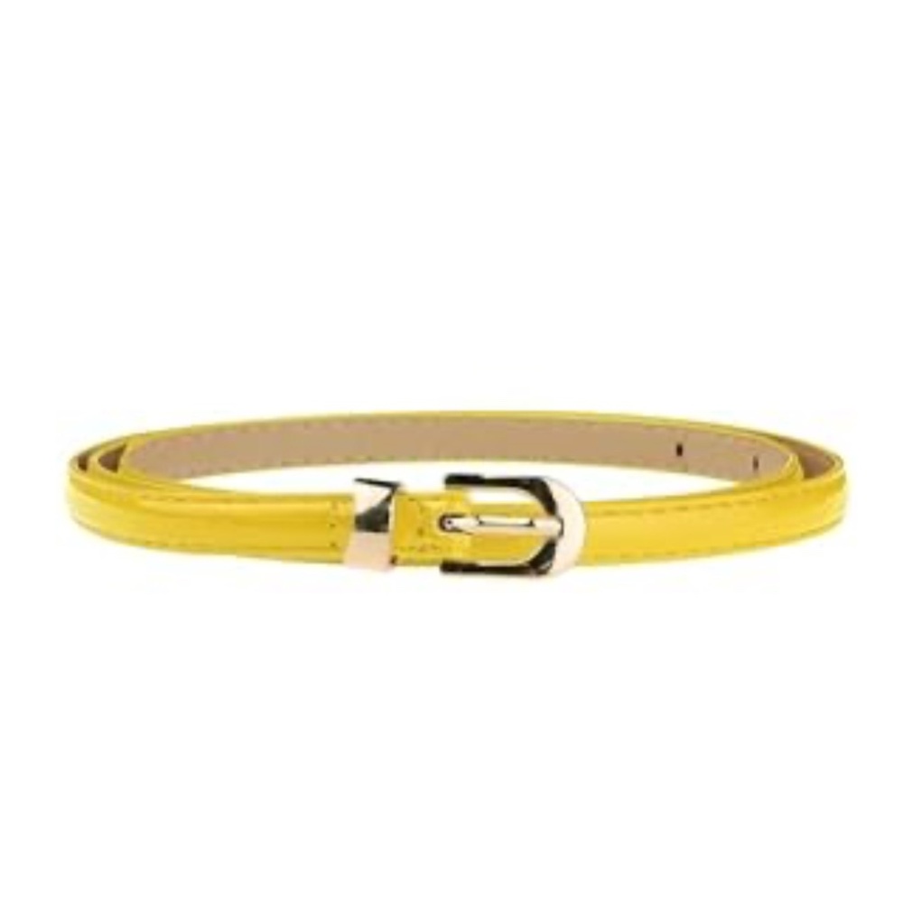 NWOT Skinny Yellow Faux Leather Belt w/ Gold Hardware